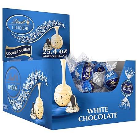 Lindt LINDOR Cookies and Creme White Chocolate Candy Truffles with Smooth, Melting Truffle Center, 25.4 oz., 60 Count