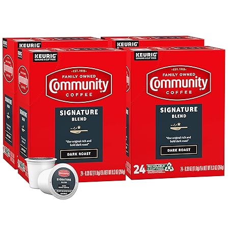 Community Coffee Signature Blend 96 Count Coffee Pods, Dark Roast, Compatible with Keurig 2.0 K-cup Brewers(Pack of 4,24 Count Total)