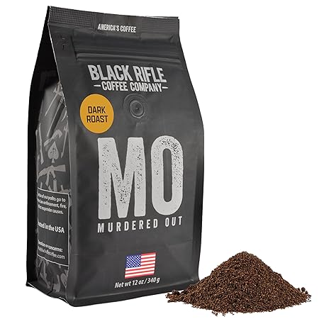 Black Rifle Coffee Company Murdered Out, 12oz Bag, Ground Coffee Dark Roast - Roasted Blend Made from Arabica Beans - Colombian & Brazilian Beans - Veteran Founded & American Made