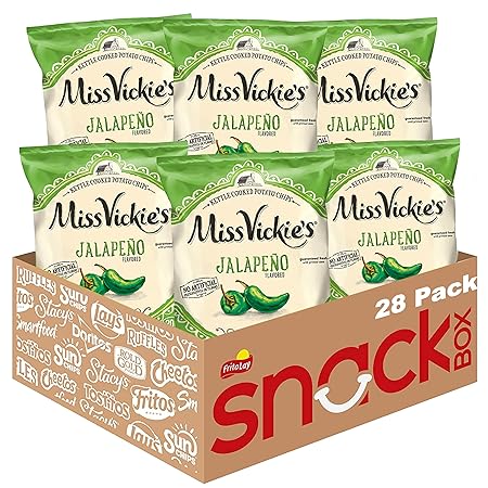 Miss Vickie's Kettle Cooked Potato Chips, Jalapeno, 1.375 Ounce (Pack of 28)
