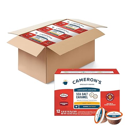 Cameron's Coffee Single Serve Pods, Flavored, Sea Salt Caramel, 12 Count (Pack of 6)