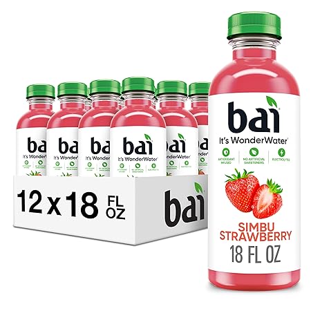Bai Antioxidant Infused Water Beverage, Simbu Strawberry, 18 Fluid Ounce Bottle, Pack of 12