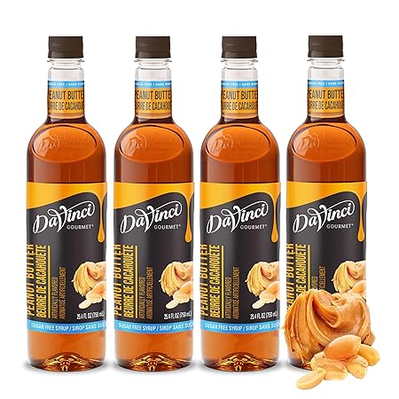 DaVinci Gourmet Sugar-Free Peanut Butter Syrup, 25.4 Fluid Ounces (Pack of 4)