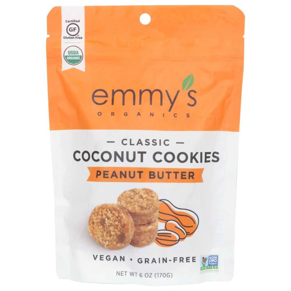 EMMYS ORGANICS Coconut Cookies | Real Peanut Butter - Soft & Chewy,6oz