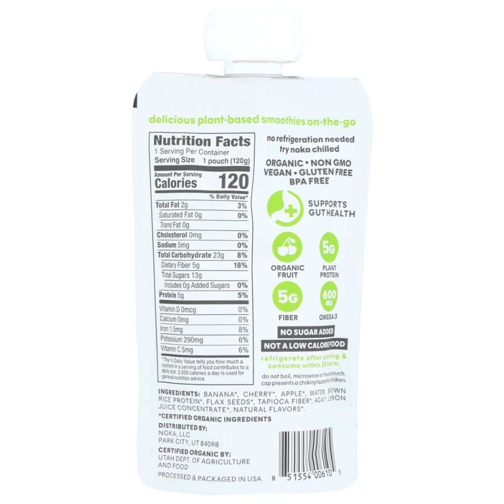 NOKA Organic Cherry Acai Superfood Smoothie - 4.22 oz |  Healthy Boost