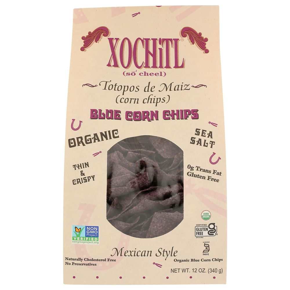 Mexican Style Blue Corn Chips -XOCHITL Organic 12oz |Crispy Oven-Baked