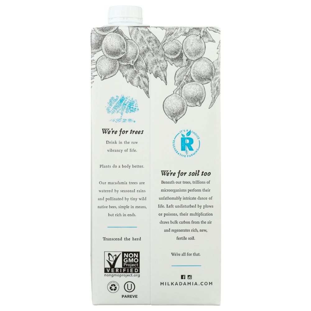 MACADAMIA MILK: Unsweetened Macadamia Milk 32fl oz |Natural|Sugar-Free