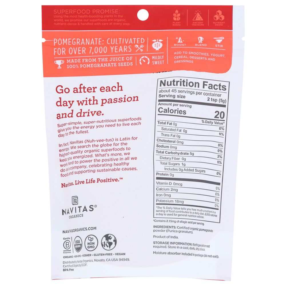 NAVITAS Organic Pomegranate Powder | Antioxidant-Rich Superfood, 8 oz