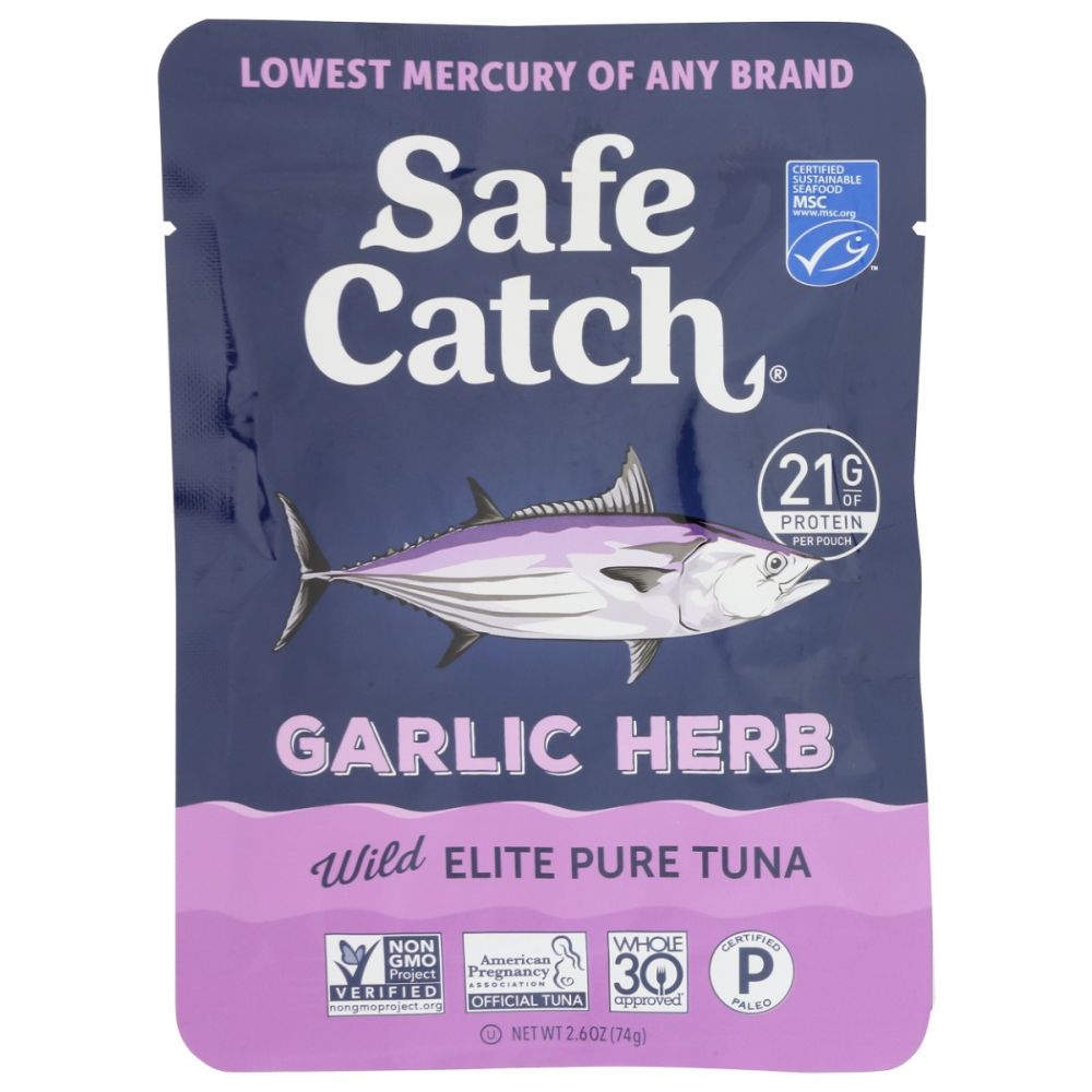 SAFECATCH: Elite Garlic Herb Wild Tuna in Pouch, 2.60 oz