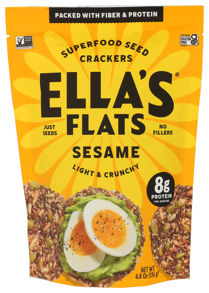 ELLAS FLATS CRACKERS SESAME - 4.8 OZ