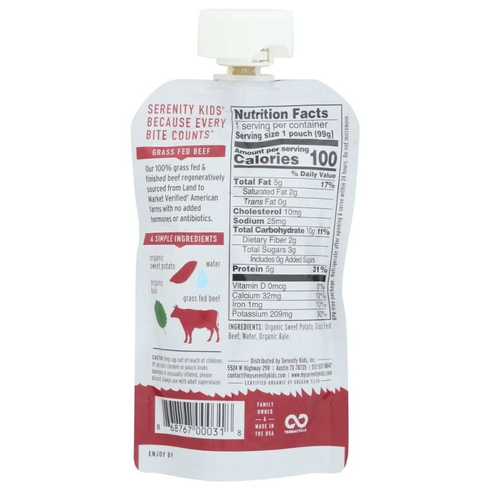 SERENITY KIDS Toddler Beef Kale Sweet Potato 3.5oz - Nutritious | Food