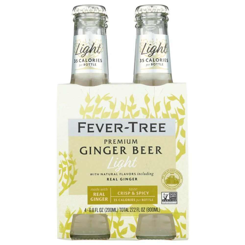 FEVER TREE: Ginger Beer Light Pack of 4, 6.8 oz