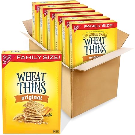 Wheat Thins Original Whole Grain Wheat Crackers, Holiday Christmas Crackers, Family Size, 6 - 16 oz Boxes
