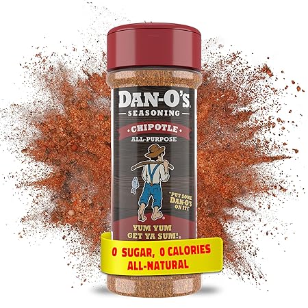 Dan-O's Chipotle Seasoning, 2.5 oz Bottle, All Purpose Seasoning for Chicken Wings, Pork, Brisket, Tacos and More, Sugar Free, Zero Calorie, Use this Spice Blend to Craft a Marinade, Dry Rub or Sauce
