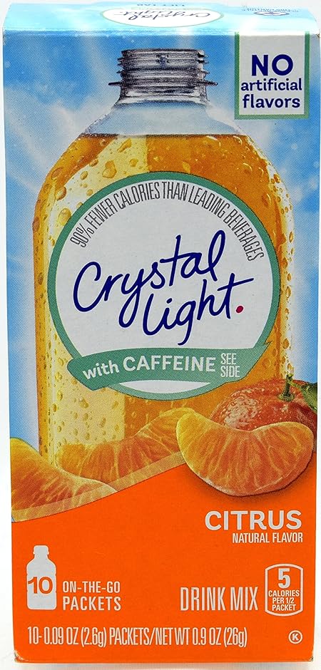Crystal Light On The Go Citrus With Caffeine Drink Mix, 10-Packet Box (Pack of 15)