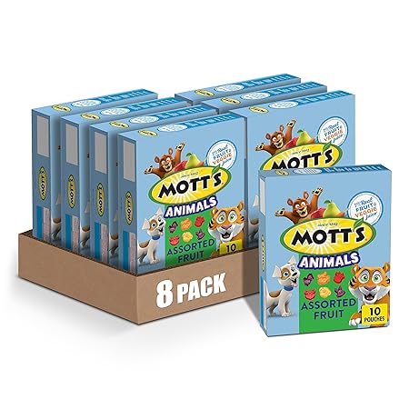 Mott's Fruit Flavored Snacks, Animals Assorted Fruit, Gluten Free Snack, 10 Ct, 8 oz (Pack of 8)