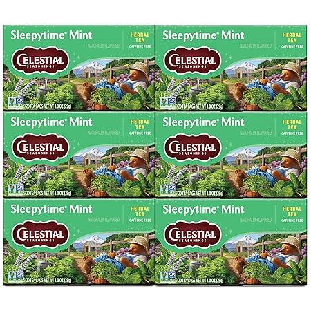 Celestial Seasonings Sleepytime Mint Herbal Tea - Caffeine Free Sleep Tea, 20 Tea Bags Per Box (Pack of 6)