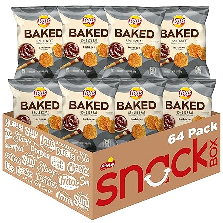 Baked, Lay's Barbecue Potato Crisps, 1.125 Ounce (Pack of 64)