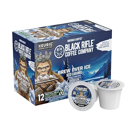Black Rifle Coffee Company Iced Caramel Coffee K-Cup – Limited Edition, Smooth Caramel Flavor with Buttery Finish, Hot Brew for Iced Coffee, Rounds 12-count