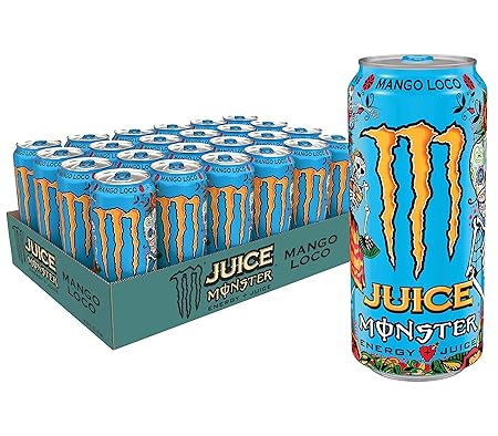 Monster Energy Juice Monster Mango Loco, Energy + Juice, Energy Drink, 16 Ounce (Pack of 24), 384 Ounce