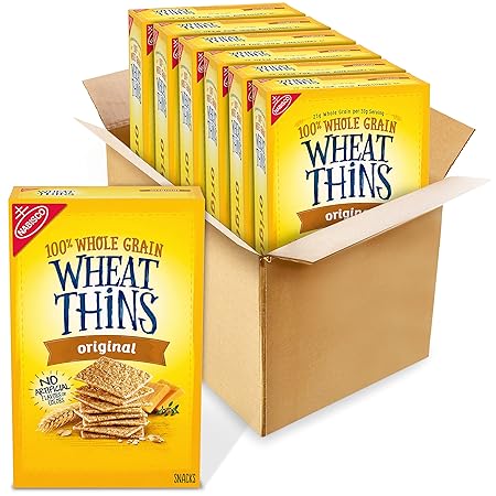 Wheat Thins Original Snacks, Whole Grain Wheat Crackers, Bulk Snack Crackers, 6-8.5 oz Boxes