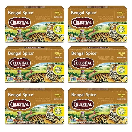 Celestial Seasonings Bengal Spice Herbal Tea, Caffeine Free, 20 Tea Bags Box (Pack of 6)