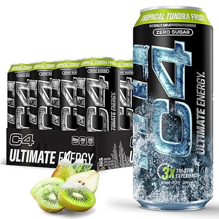 Cellucor C4 Ultimate | Pre Workout Sugar Free Energy Drink | Tri-Stim Experience with 300mg Caffeine + TeaCrine + Dynamine | Tropical Tundra Frost | 16oz (Pack of 12)