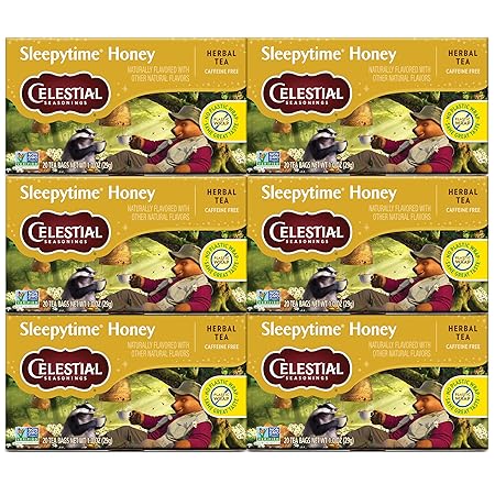 Celestial Seasonings Sleepytime Herbal Tea, Honey, Caffeine Free Sleep Tea, 20 Tea Bags Per Box (Pack of 6)