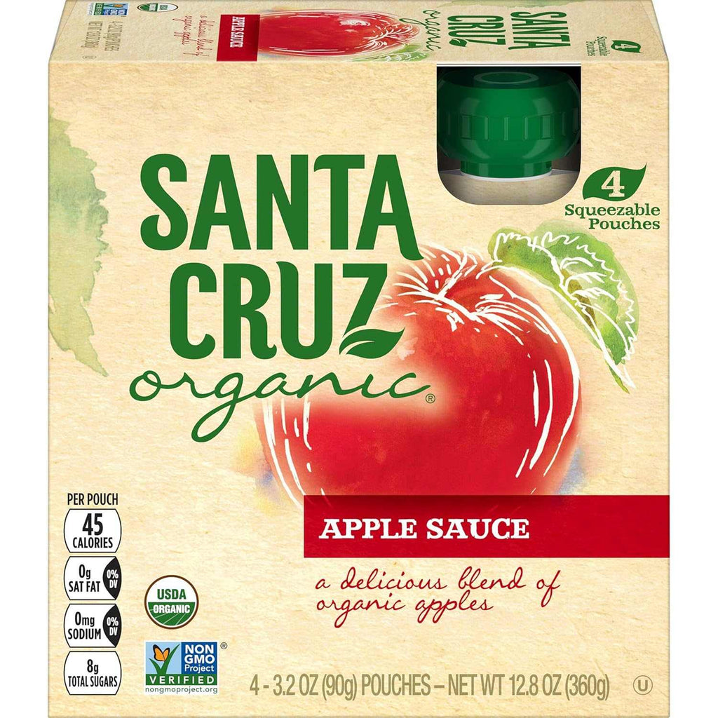 SANTA CRUZ ORGANIC: Apple Sauce 4x3.2oz Pouches, 12.8 Oz