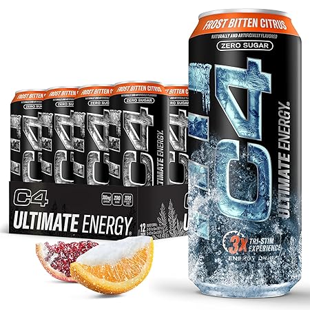 Cellucor C4 Ultimate | Pre Workout Sugar Free Energy Drink | Tri-Stim Experience with 300mg Caffeine + TeaCrine + Dynamine | Frost Bitten Citrus | 16oz (Pack of 12)
