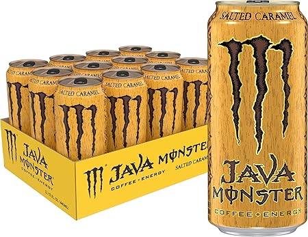 Monster Energy Java Monster Salted Caramel, Coffee + Energy Drink, 15 Fl Oz (Pack of 12)