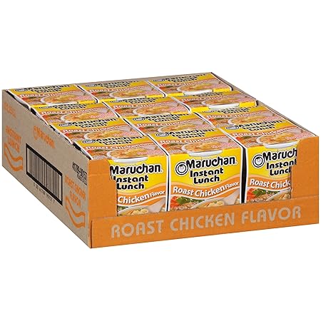 Maruchan Instant Lunch Roast Chicken, Ramen Noodle Soup, Microwaveable Meal, 2.25 Oz, 12 Count