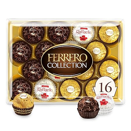 Ferrero Collection Fine Assorted Confections, Premium Chocolate Variety Pack with Ferrero Rocher, Raffaello, and Rondnoir, 6.1 oz, Gift Box for Sharing with Family and Friends