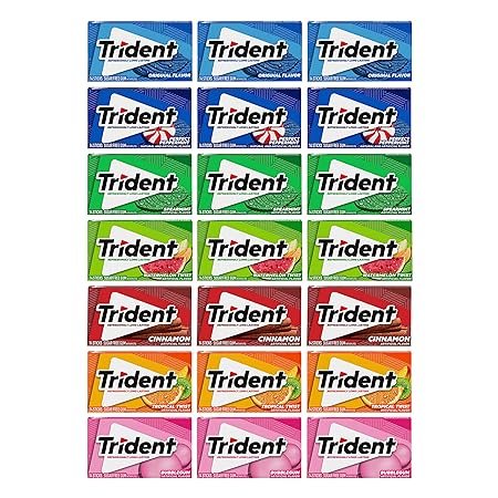 Trident Sugar-Free Chewing Gum Variety Pack Candy, Assorted Flavors, 21 Packs of 14 Pieces (294 Total Pieces)