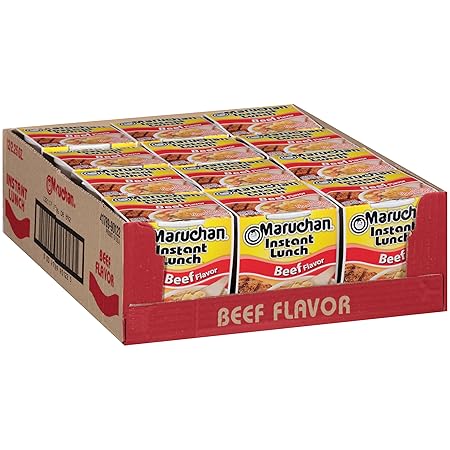 Maruchan Instant Lunch Beef, Ramen Noodle Soup, Microwaveable Meal, 2.25 Oz, 12 Count