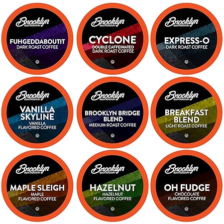 Brooklyn Beans Coffee Pods Assorted Handcrafted Gourmet Variety Pack Coffee Sampler, Compatible with 2.0 Keurig K Cup Brewers, 40 Count