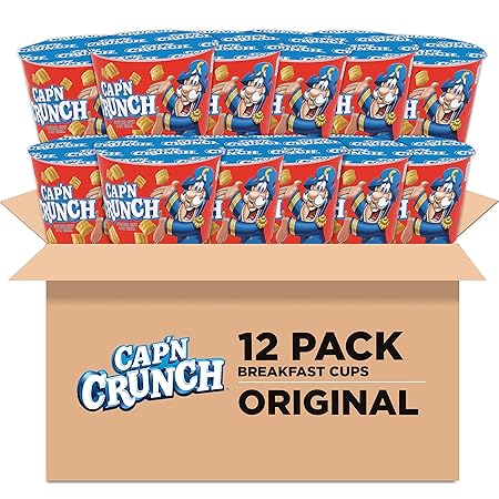 Cap'N Crunch Breakfast Cereal, Original, 1.51oz Individual Cups (12 Pack)