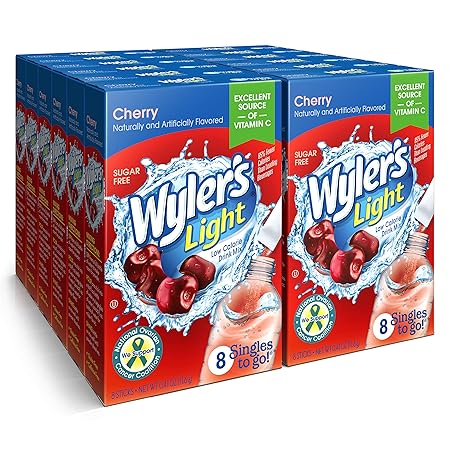 Wyler's Light Singles To Go Powder Packets, Water Drink Mix, Cherry, 96 Single Servings (Pack of 12)