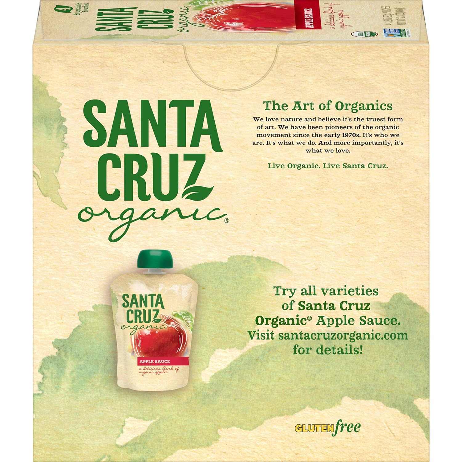 SANTA CRUZ ORGANIC: Apple Sauce 4x3.2oz Pouches, 12.8 Oz