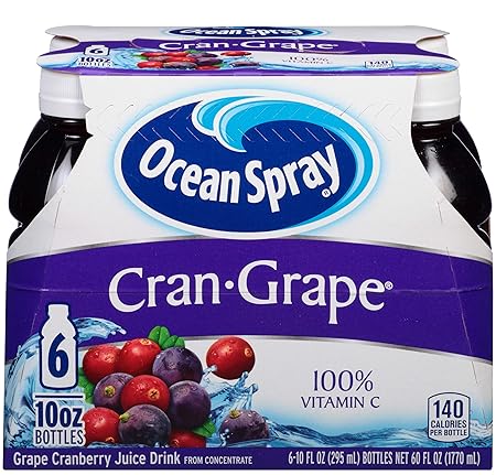 Ocean Spray Cran-Grape Juice Drink, 10 Ounce Bottle (Pack of 6)