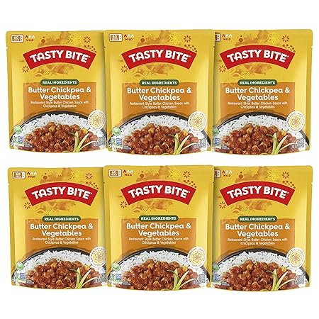 Tasty Bite Butter Chickpea & Vegetables, 10 Ounce, Pack of 6, Ready to Eat, Microwavable Entree, Vegetarian