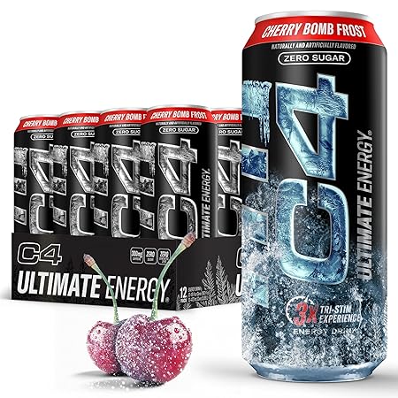 Cellucor C4 Ultimate | Pre Workout Sugar Free Energy Drink | Tri-Stim Experience with 300mg Caffeine + TeaCrine + Dynamine | Cherry Bomb Frost | 16oz (Pack of 12)