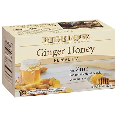 Bigelow Tea Ginger Honey plus Zinc, 18 Count (Pack of 6), 108 Total Tea Bags