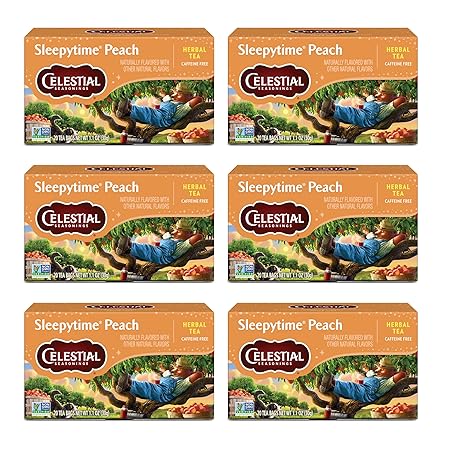 Celestial Seasonings Sleepytime Herbal Tea, Peach, Caffeine Free Sleep Tea, 20 Tea Bags Per Box (Pack of 6)