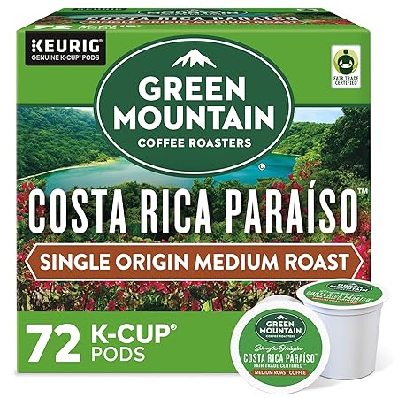 Green Mountain Coffee Roasters Costa Rica Paraiso Single-Serve K-Cup Pods, Medium Roast Coffee, 72 Count