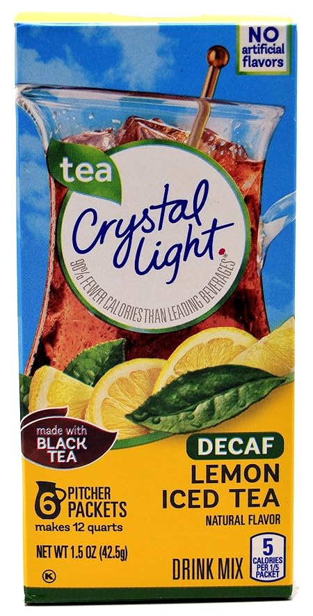 Crystal Light Lemon Decaf Iced Tea Natural Flavor Drink Mix, 12-Quart Canister (Pack of 2)