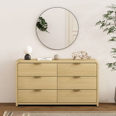 GDFStudio Lowry 60" Modern Wood 6-Drawer Double Dresser with Rounded Corners