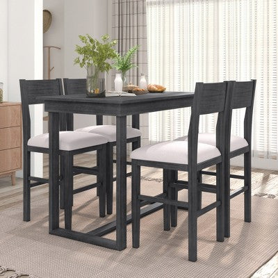 Whisen 5-Piece Counter Height Dining Set with Table & 4 Chairs