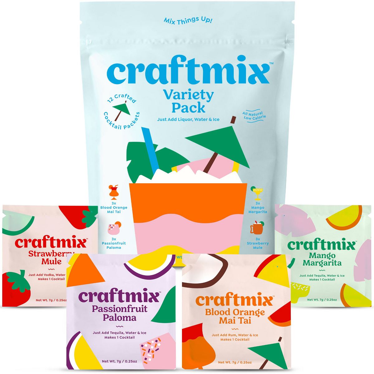 Craftmix 12 Pack Variety Cocktail / Mocktail Mixer - Makes 12 Drinks