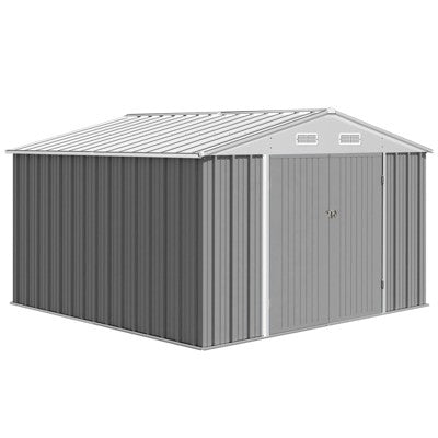 10X12FT Outdoor Metal Storage Shed, Lockable Weatherproof Garden Shed for Tools & Equipment, with Sloping Roof & Ventilation, for Backyard, Patio